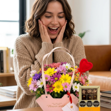 Cartera Rosa de Flores de Estación más Trufas Rapanui x15