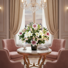 Exclusivo arreglo de Liliums, azucenas, liliums gigantes, Alstroemelias