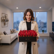 48 Rosas en Fina Caja Tu Jardin