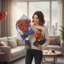 24 Rosas Mas Peluche Enamorado Con Bombones