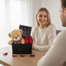 Box Del Amor 6 Rosas, Bombones mas Peluche