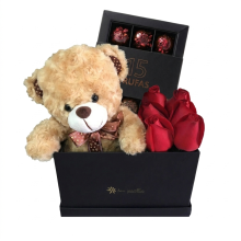 Box Del Amor 6 Rosas, Bombones mas Peluche