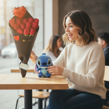 Cono del Amor 12 Rosas, Globo mas Stitch