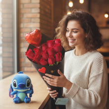 Cono del Amor 12 Rosas, Globo mas Stitch