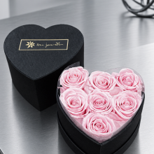 Box Corazón Premium 7 Rosas Rosadas Eternas Importadas