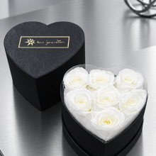 Box Corazón Premium 7 Rosas Blancas Eternas Importadas
